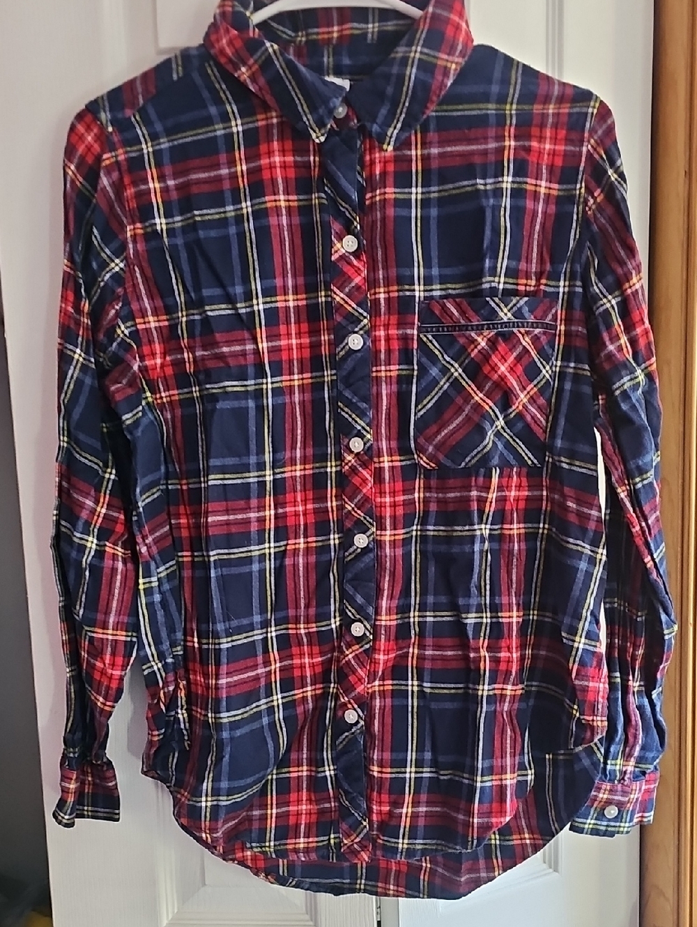 aerie Red and Navy Plaid Button-Down Shirt